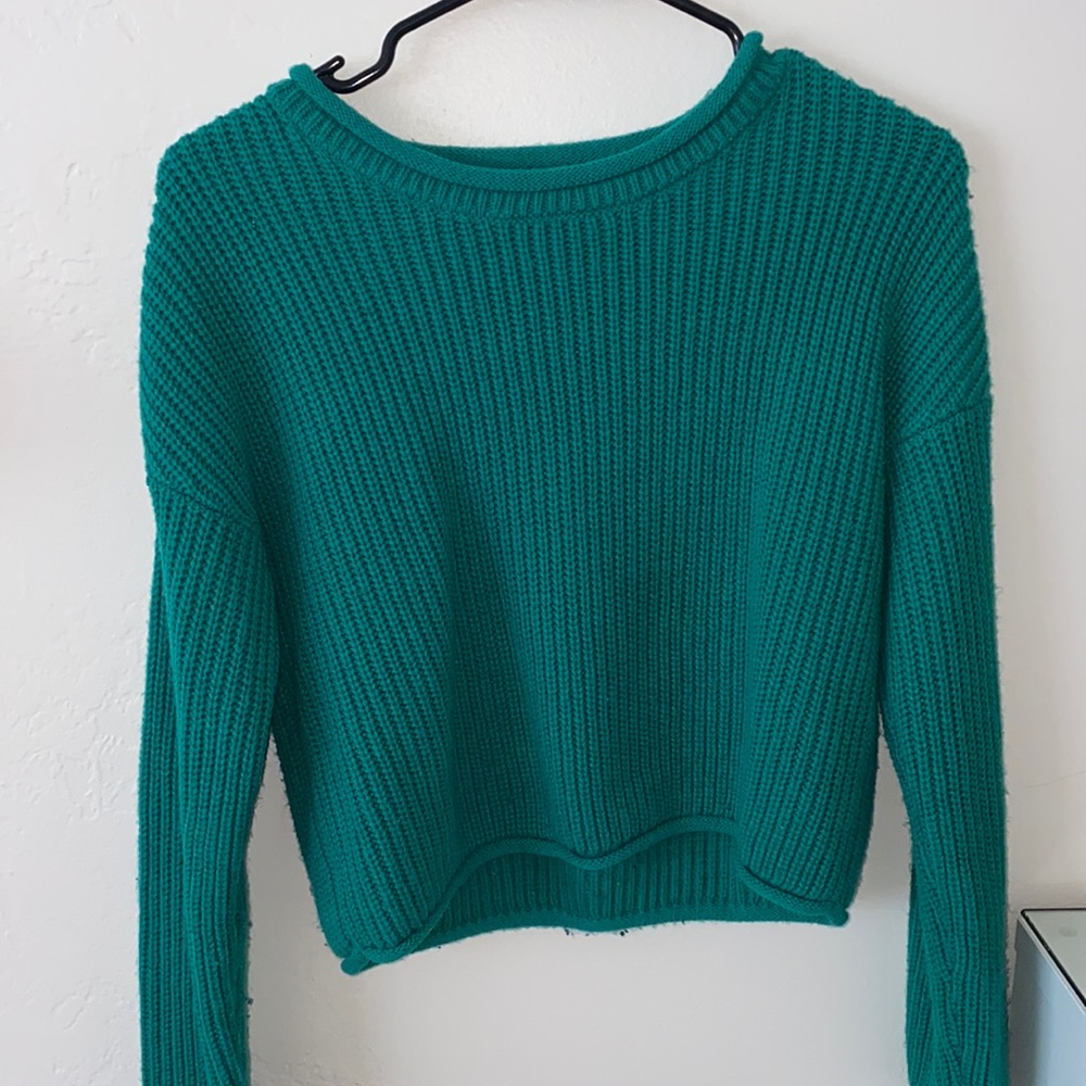 green sweater